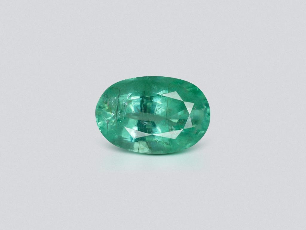 Tourmaline Paraiba bleu verdâtre fluo taille ovale 6,88 carats, Mozambique Image №1