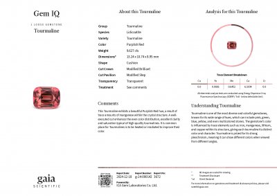 Certificate Rot-orangefarbener Turmalin im Kissenschliff, 9,63 Karat, Afrika