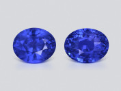 Paire de saphirs bleus ovales non chauffés, 8,63 carats, Sri Lanka