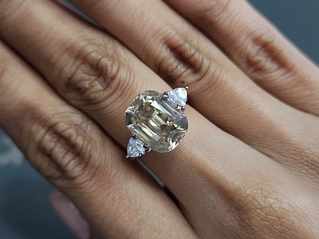 Yellow zircon cushion cut 9.83 carats, Africa Image №5