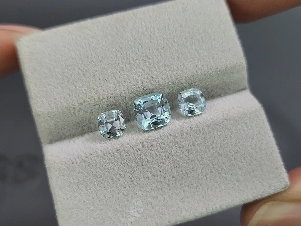 Ensemble aigues-marines taille coussin, 2,18 carats, Madagascar Image №5