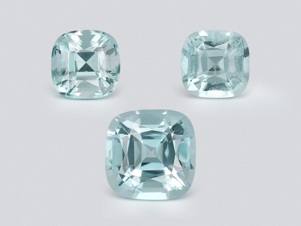 Ensemble aigues-marines taille coussin, 2,18 carats, Madagascar Image №1