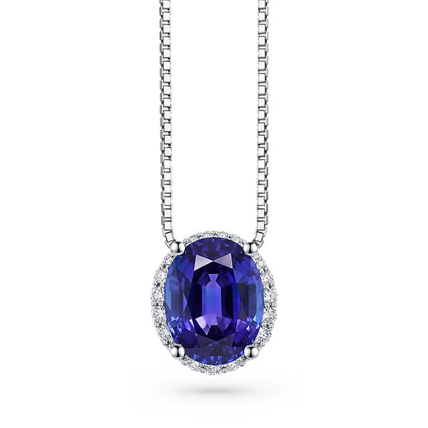 Pendentif en or blanc 18 carats serti d'une tanzanite de 4,82 carats et de diamants Image №1