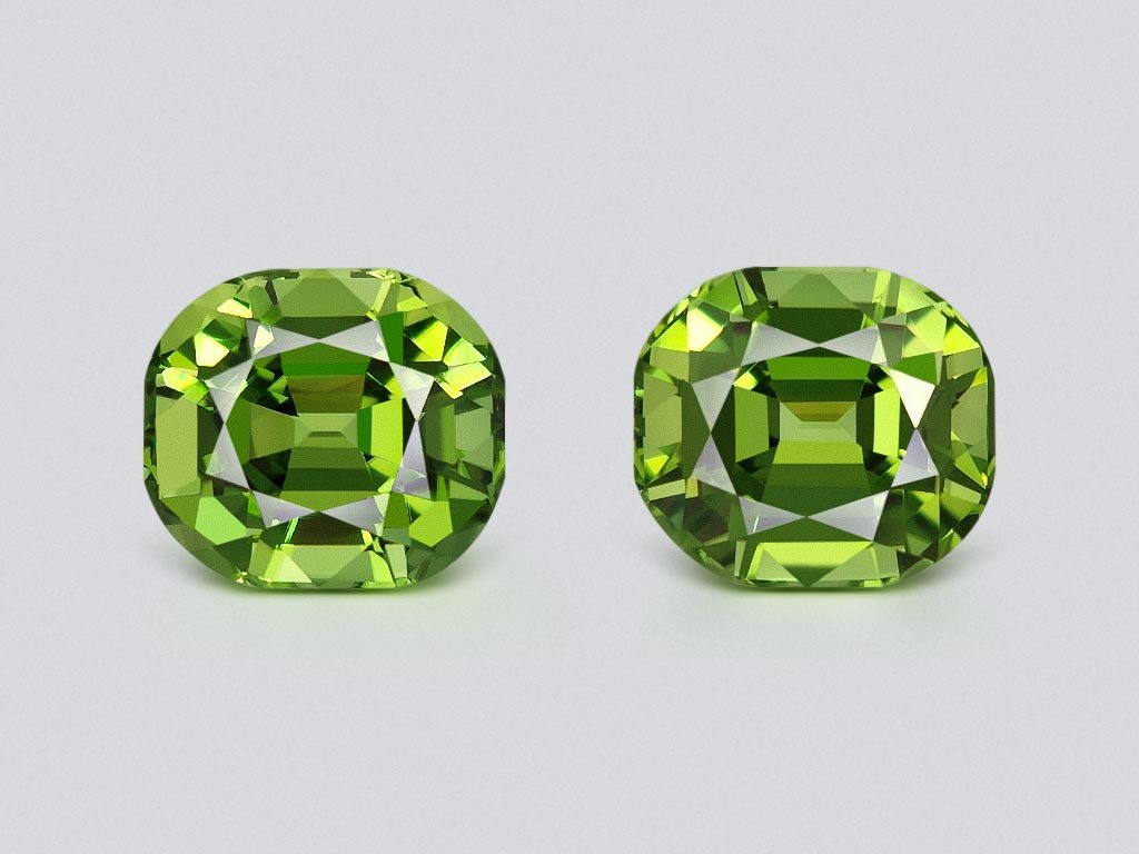 Par de turmalinas cromadas talla cojín de 13,74 quilates  Image №1