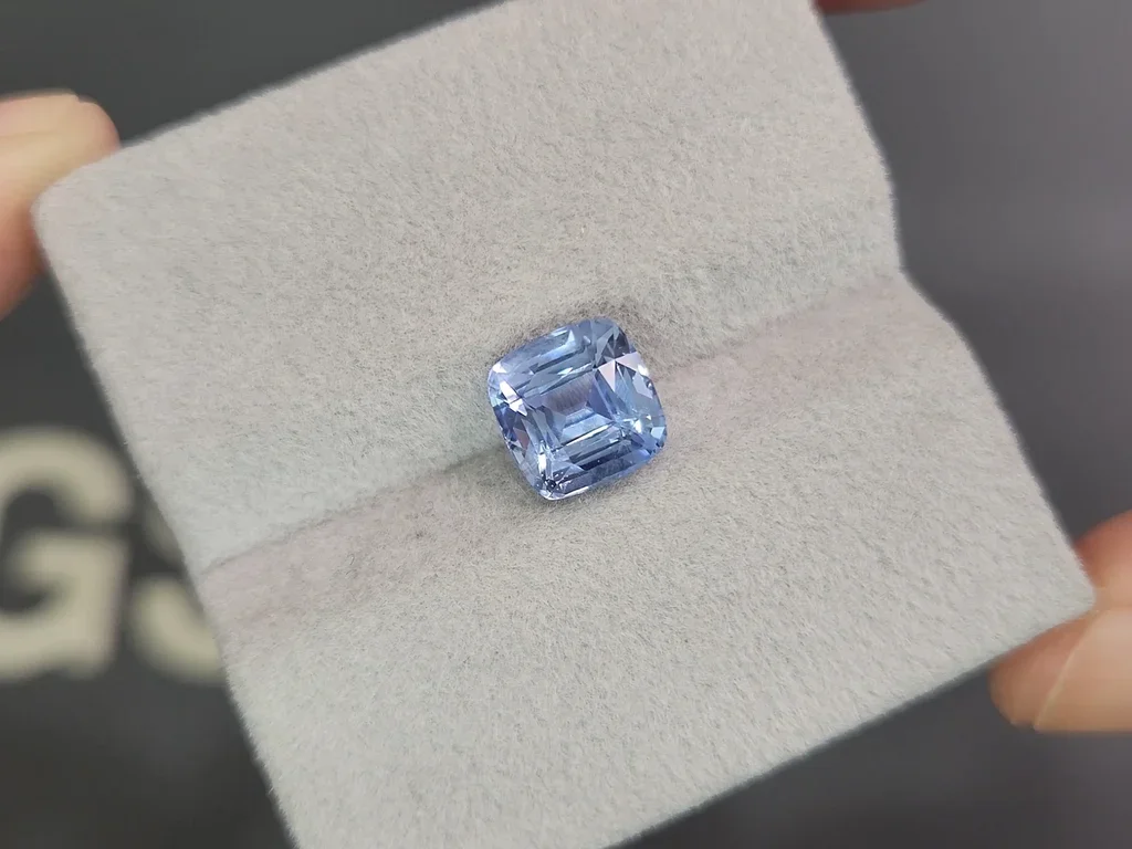 Zafiro azul pastel de talla cojín sin calentar de 3,50 carats, Sri Lanka Image №4