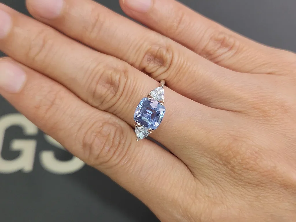 Zafiro azul pastel de talla cojín sin calentar de 3,50 carats, Sri Lanka Image №5