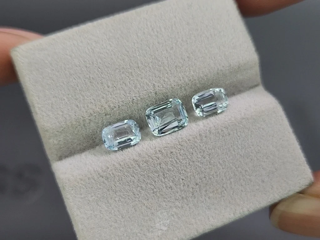 Set of aquamarines cushion cut  2.16 carats, Madagascar Image №5