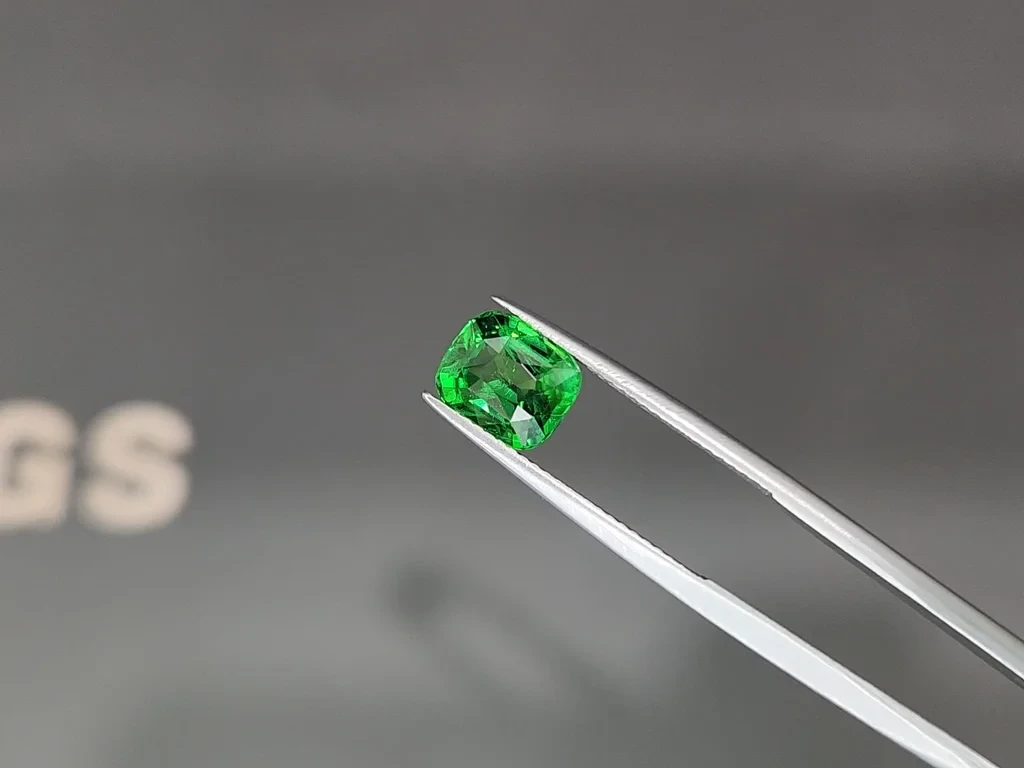 Garnet tsavorite Vivid Gree cushion cut 3.04 carats,  Africa Image №5