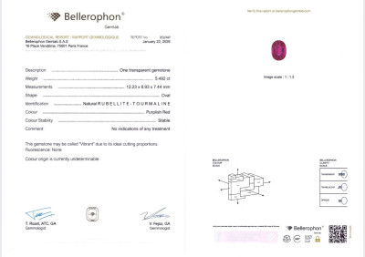 Certificate Ring mit einem 5,49-Karat-Rubellit-Turmalin aus 18-karätigem Weißgold