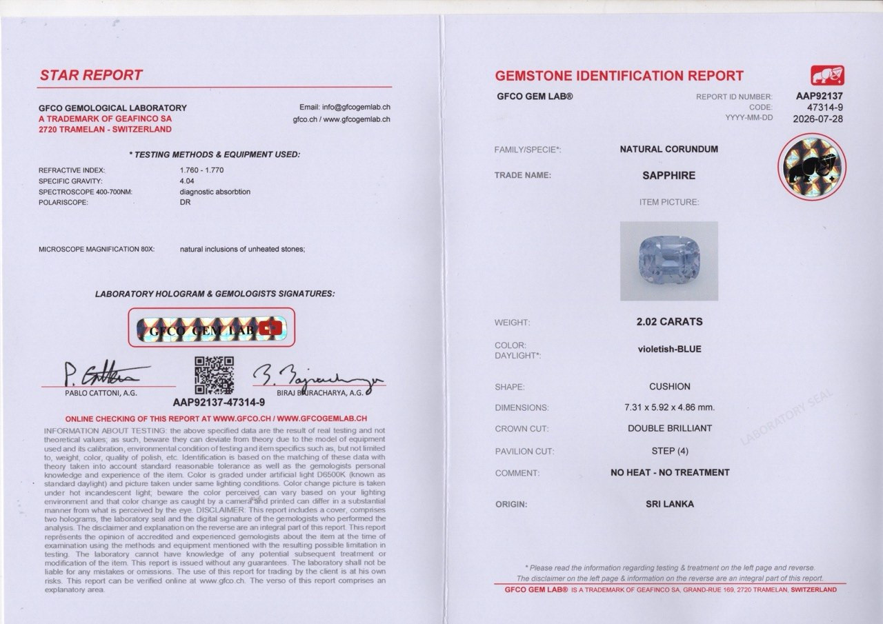Unbehandelter violettblauer saphir im cushion schliff 2,02 karat, Sri Lanka Image №6