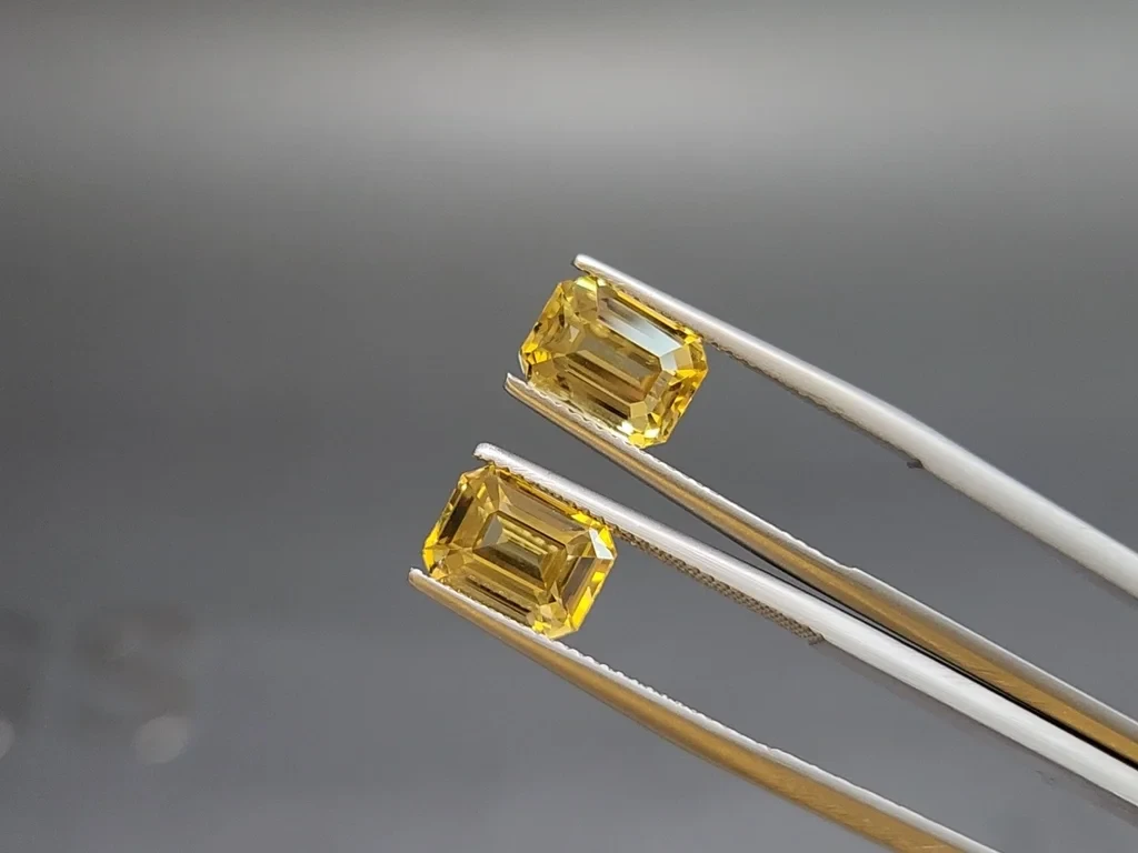 Une paire de saphirs non chauffés Golden Yellow à taille octogonale 6,40 carats, Sri Lanka Image №4