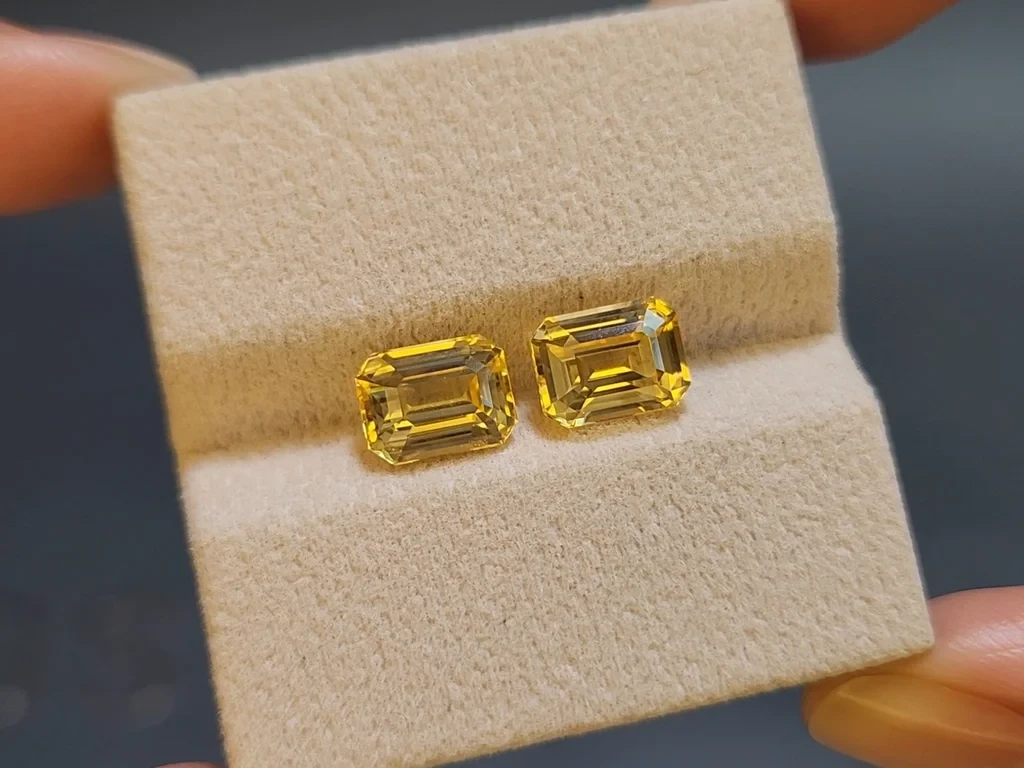 Une paire de saphirs non chauffés Golden Yellow à taille octogonale 6,40 carats, Sri Lanka Image №6