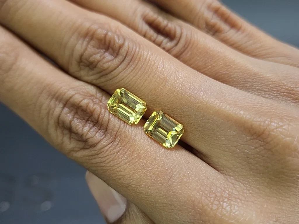 Une paire de saphirs non chauffés Golden Yellow à taille octogonale 6,40 carats, Sri Lanka Image №1