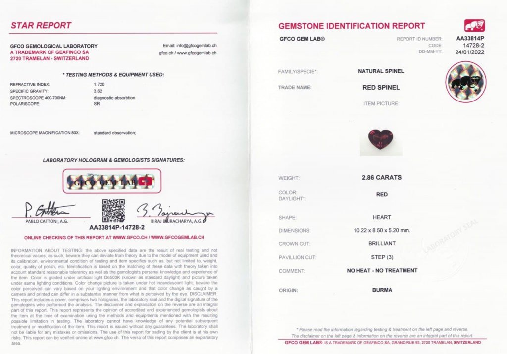 Red spinel in heart shape 2.86 ct, Burma Image №5