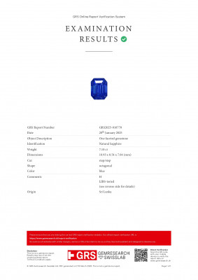 Certificate Seltener, achteckig geschliffener blauer saphir von 7,10 kara, Sri Lanka