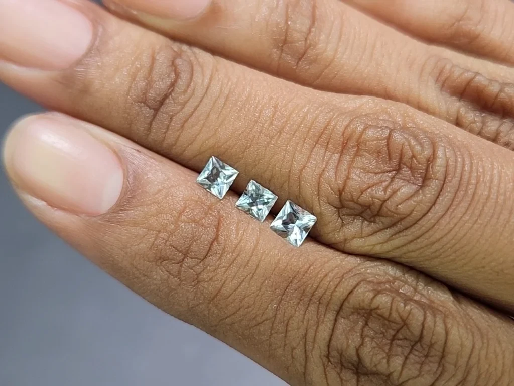 Set of aquamarines princess cut 0.70 carats, Madagascar Image №2