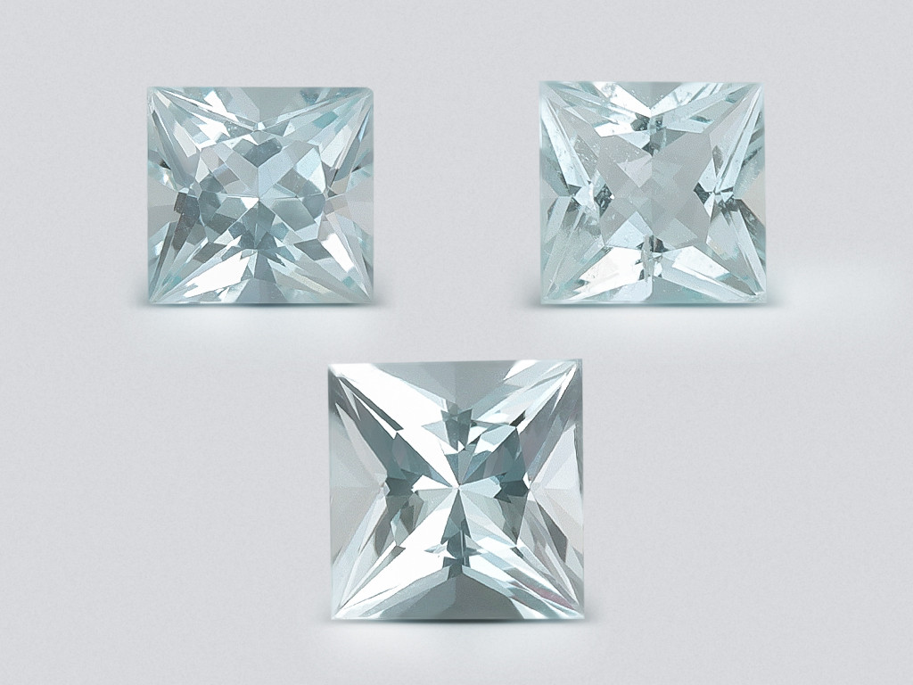 Set of aquamarines princess cut 0.70 carats, Madagascar Image №1