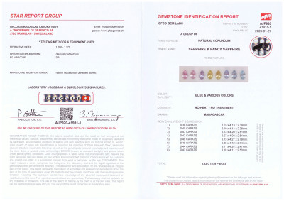 Certificate Ohrringe mit mehrfarbigen Saphiren (3,52 Karat) und Diamanten aus 18-karätigem Weißgold