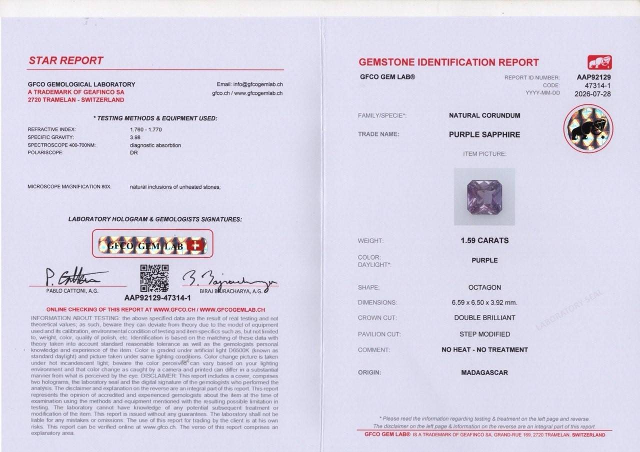 Ungeheizter violetter saphir im radiantschliff 1,59 karats, Madagascar Image №6