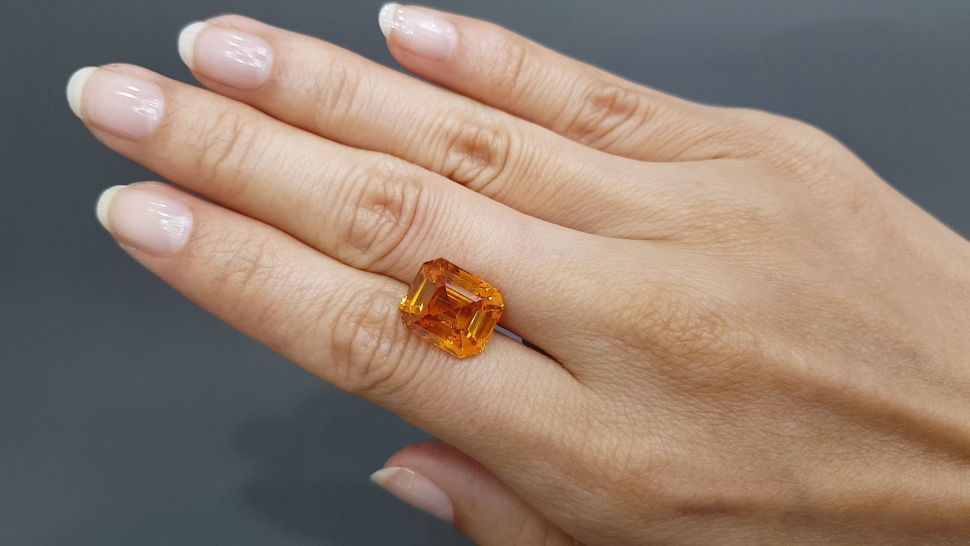Vivid orange Fanta color octagon cut sapphire 11.46 ct, Sri Lanka Image №5