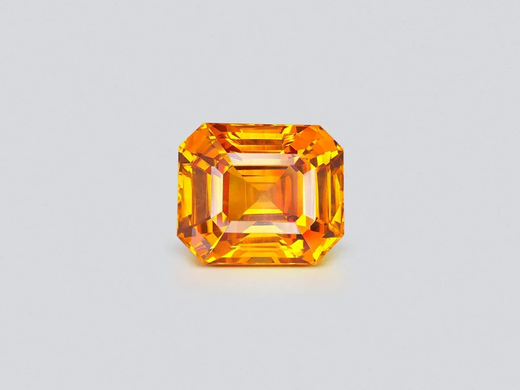 Vivid orange Fanta color octagon cut sapphire 11.46 ct, Sri Lanka Image №1