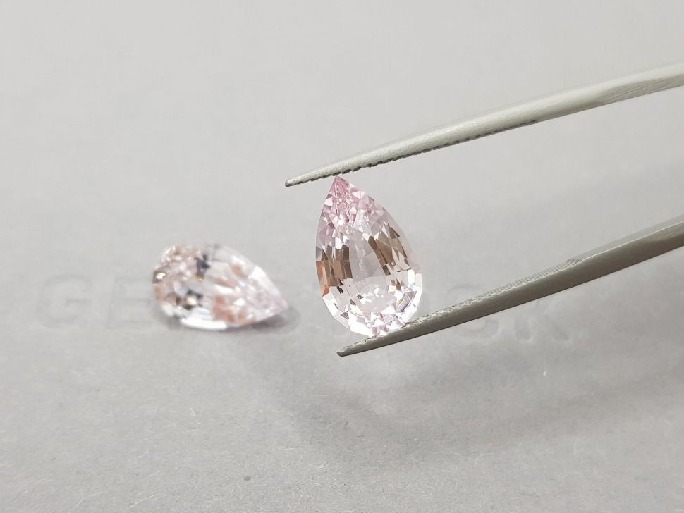 Pair of pear cut pink morganites 6.17 ct from Africa Image №4