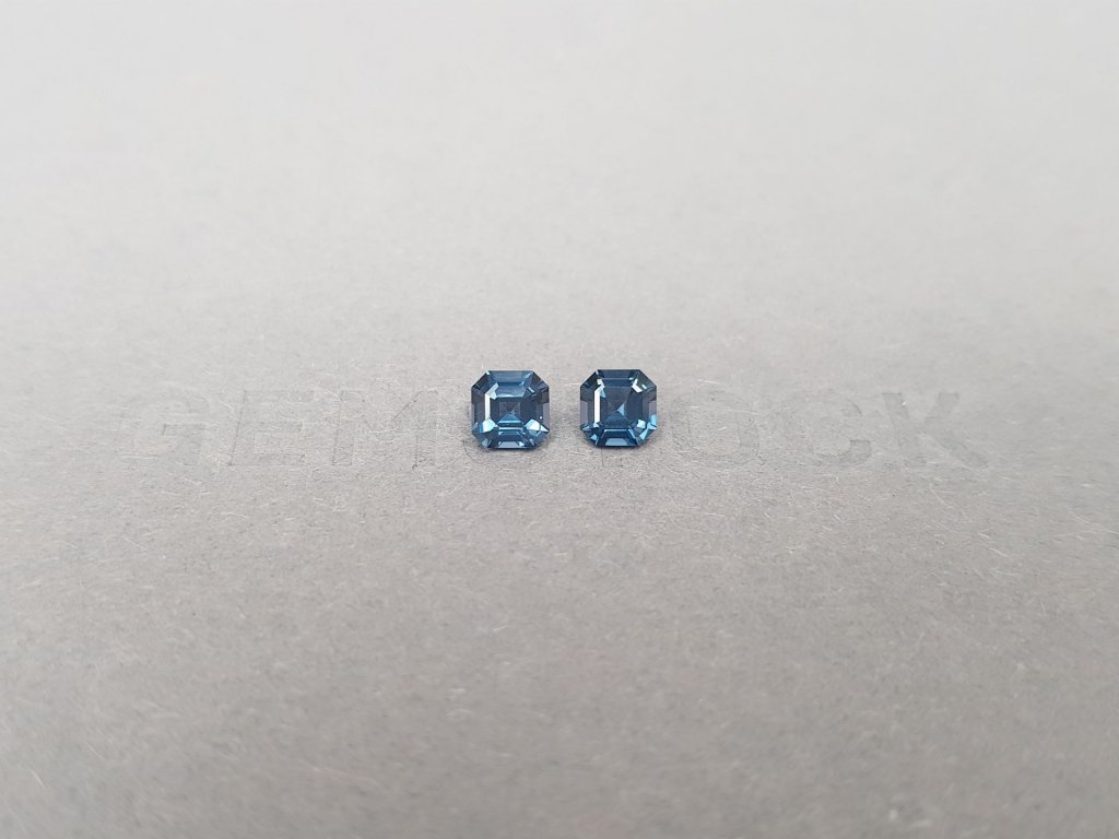 Pair of blue octagon cut spinels 0.89 ct, Burma Image №1