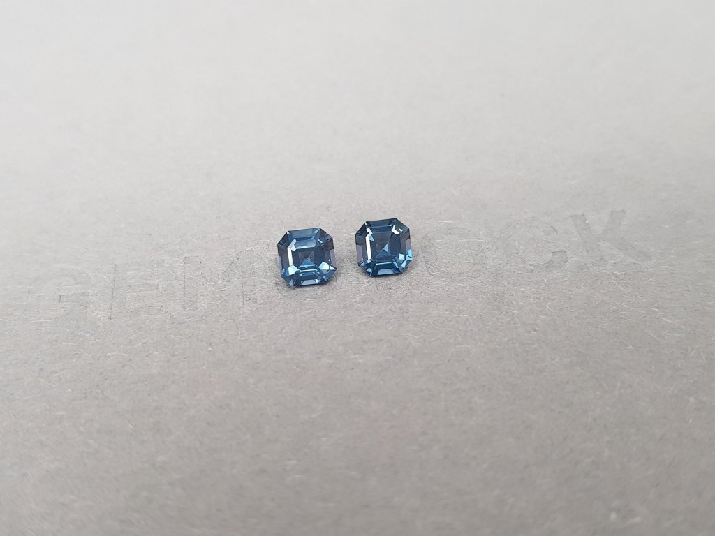 Pair of blue octagon cut spinels 0.89 ct, Burma Image №2
