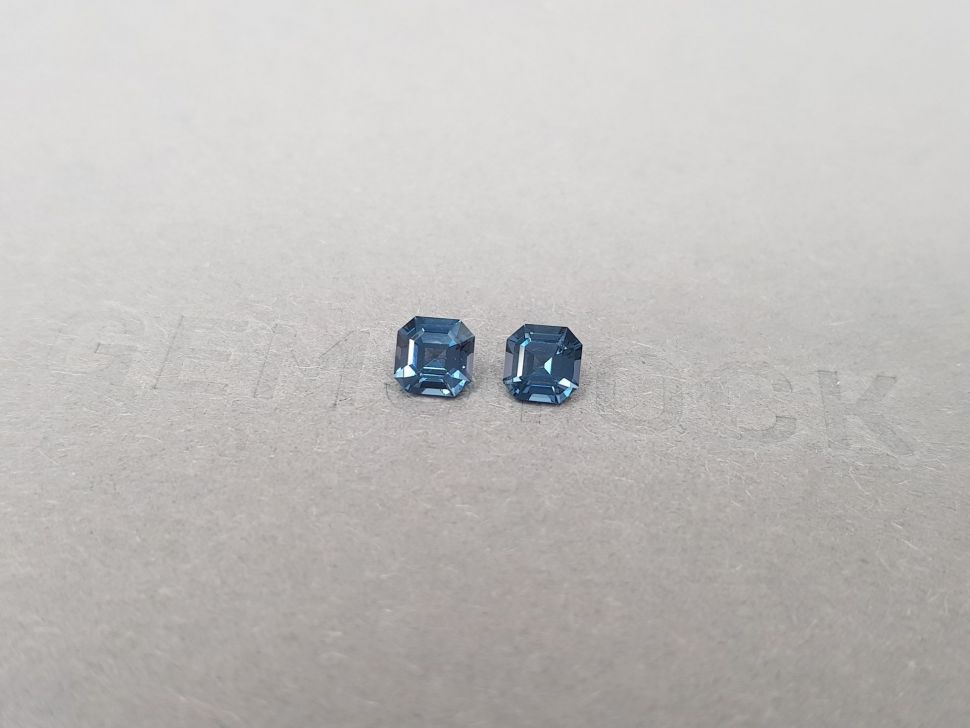 Pair of blue octagon cut spinels 0.89 ct, Burma Image №3