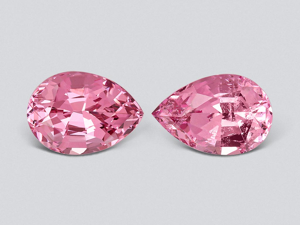 Pair of pink spinels in pear cut 3.48 carats, Tajikistan Image №1