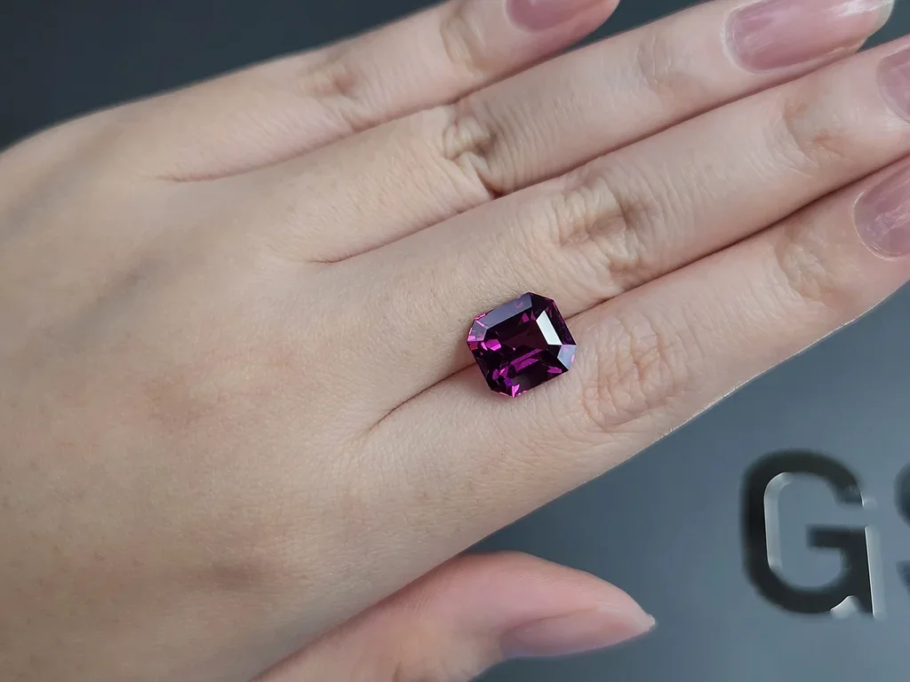 Garnet rhodolite octagon cut 6.39 carats, Tanzania Image №2