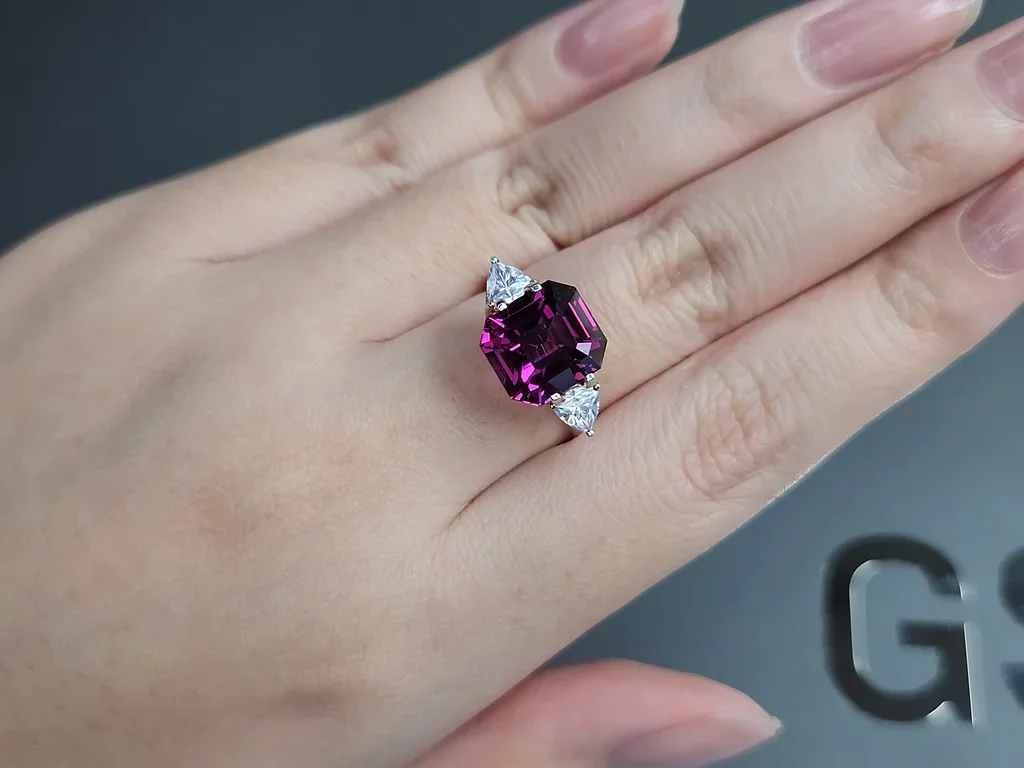 Garnet rhodolite octagon cut 6.39 carats, Tanzania Image №5