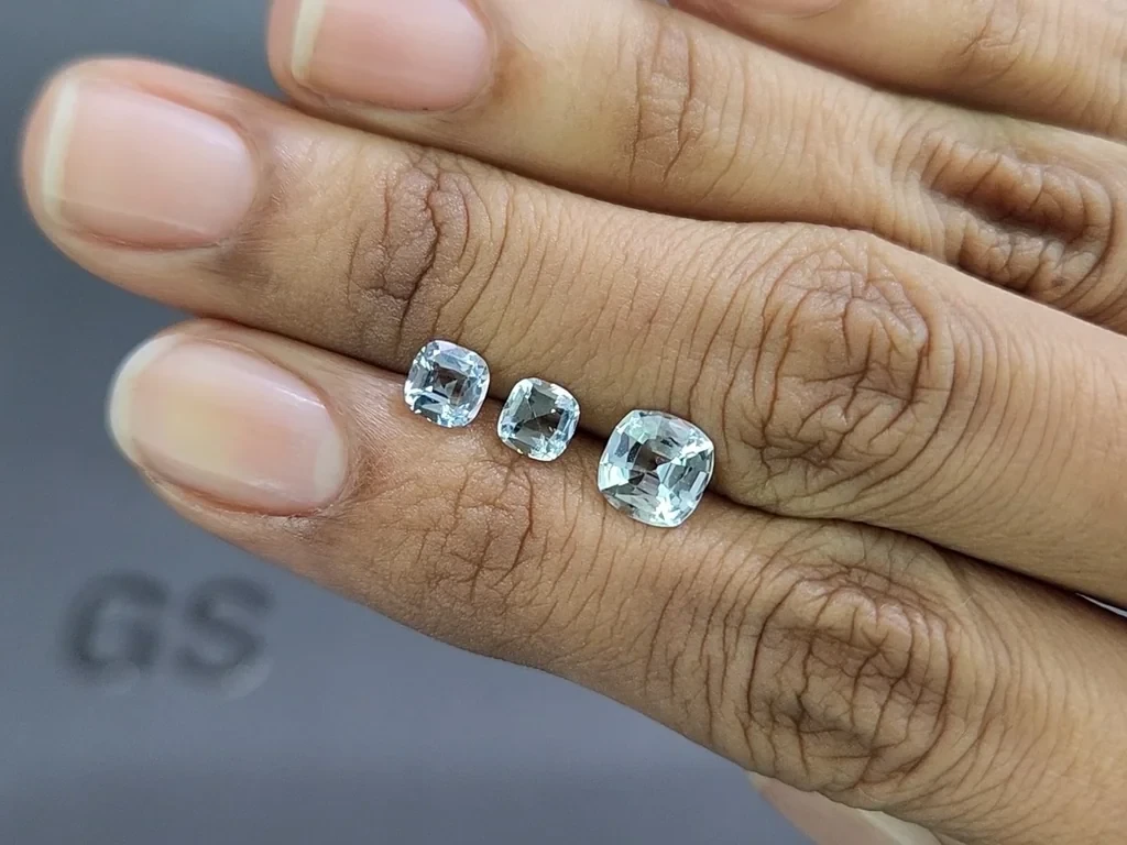 Ensemble aigues-marines taille coussin de 1,77 carat, Madagascar Image №2