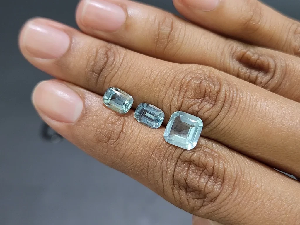 Set of aquamarines cushion cut 4.39 carats, Madagascar Image №1