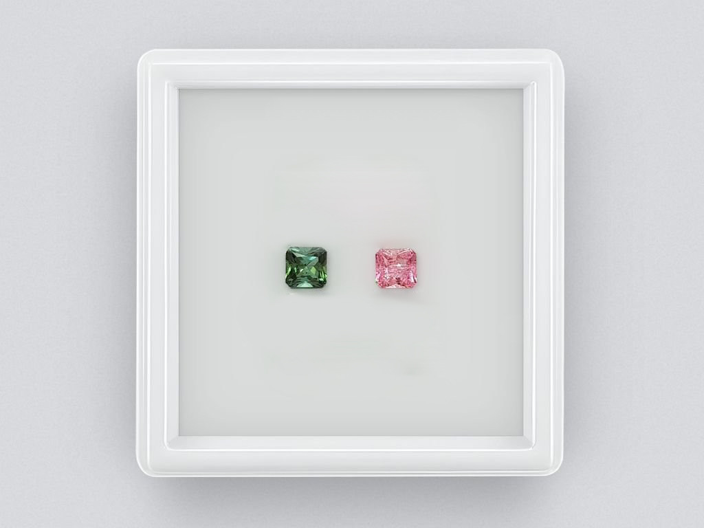 A contrasting pair of radiant-cut tourmalines, 0.65 carats, Afghanistan Image №1