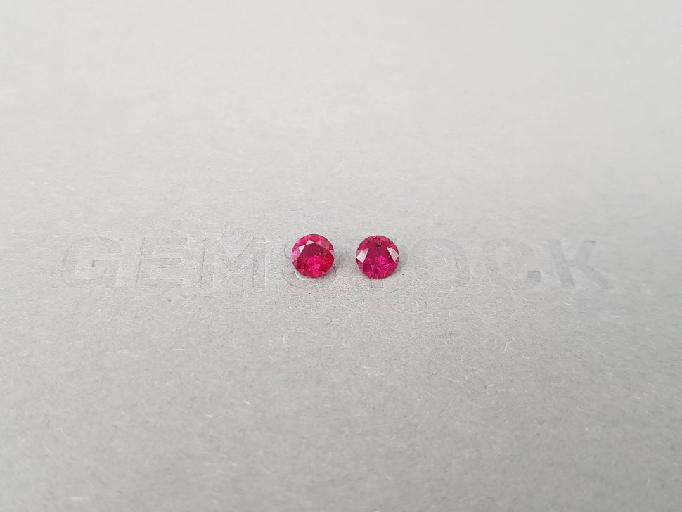 Vivid pair of rubies in round cut 0.57 ct, Madagascar Image №1
