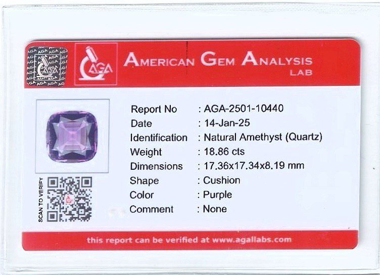 Amethyst cushion cut 18.86 carats, Brazil  Image №5