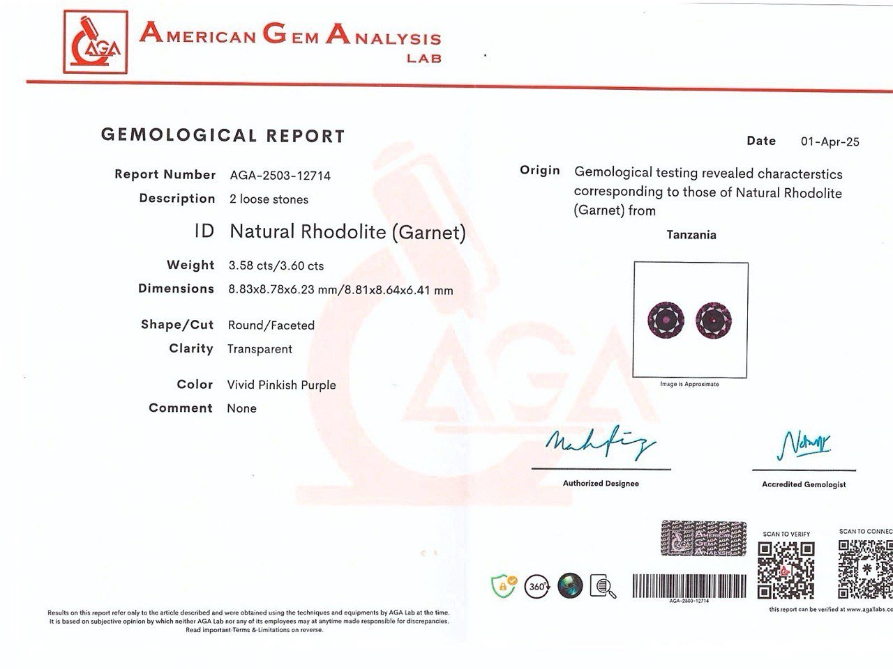 Paar lila rubellite im rundschliff 7,18 carats, Tanzania Image №5