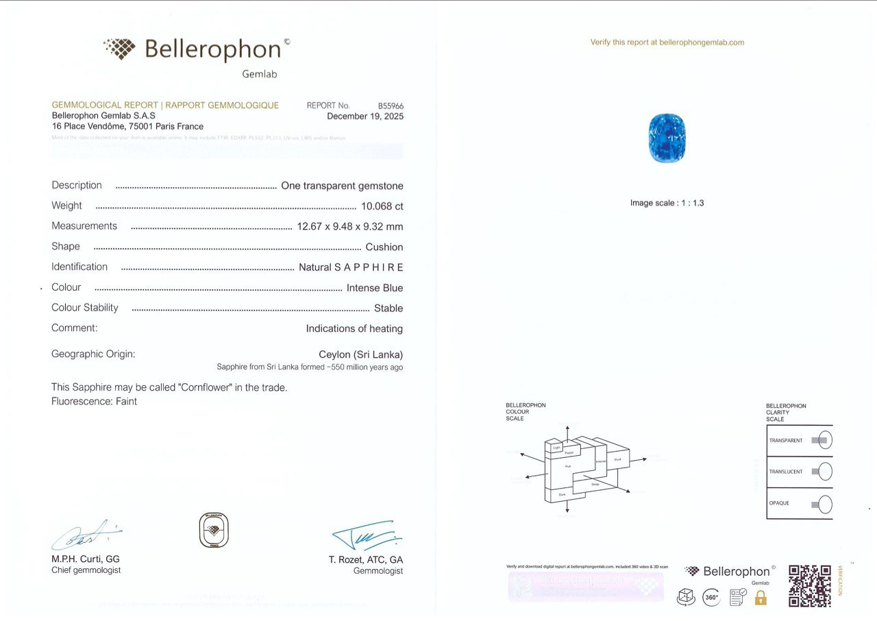 Zafiro azul intenso de talla cojín de 10,07 quilates, Sri Lanka Image №6