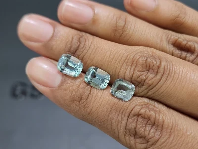 Ensemble aigues-marines taille coussin, 5,43 carats, Madagascar photo