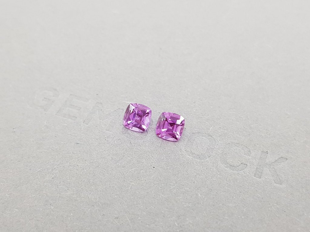 Pair of unheated cushion cut purple sapphires 1.38 ct Image №3