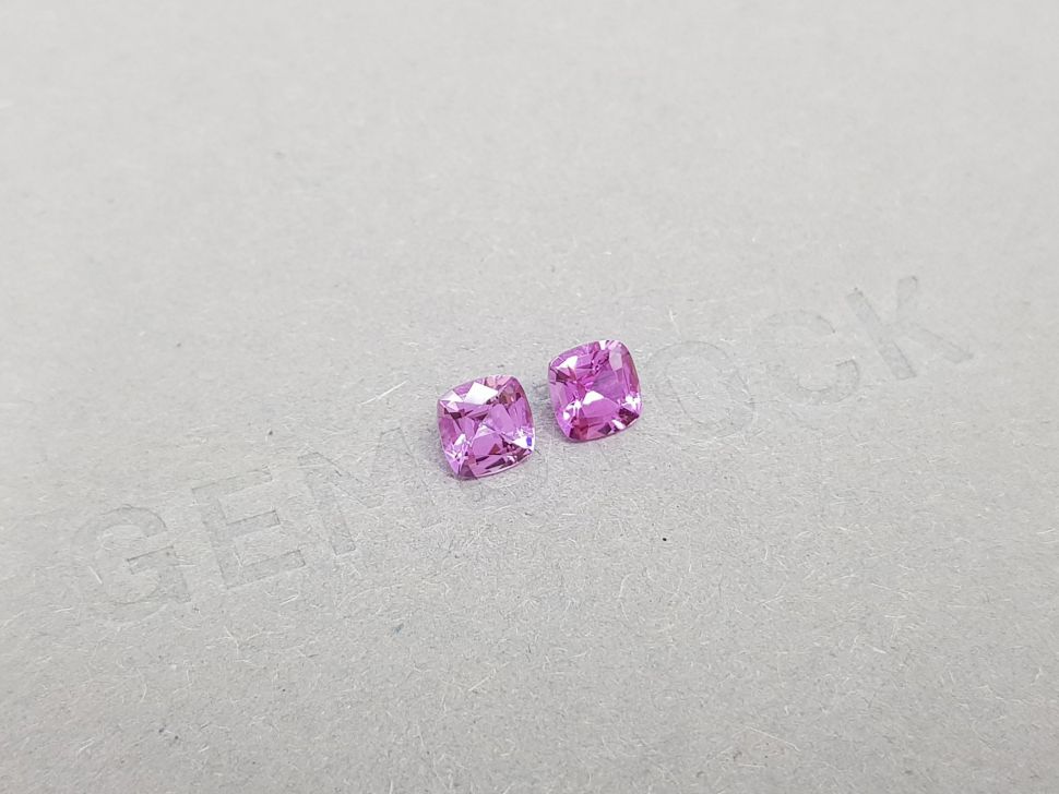 Pair of unheated cushion cut purple sapphires 1.38 ct Image №2