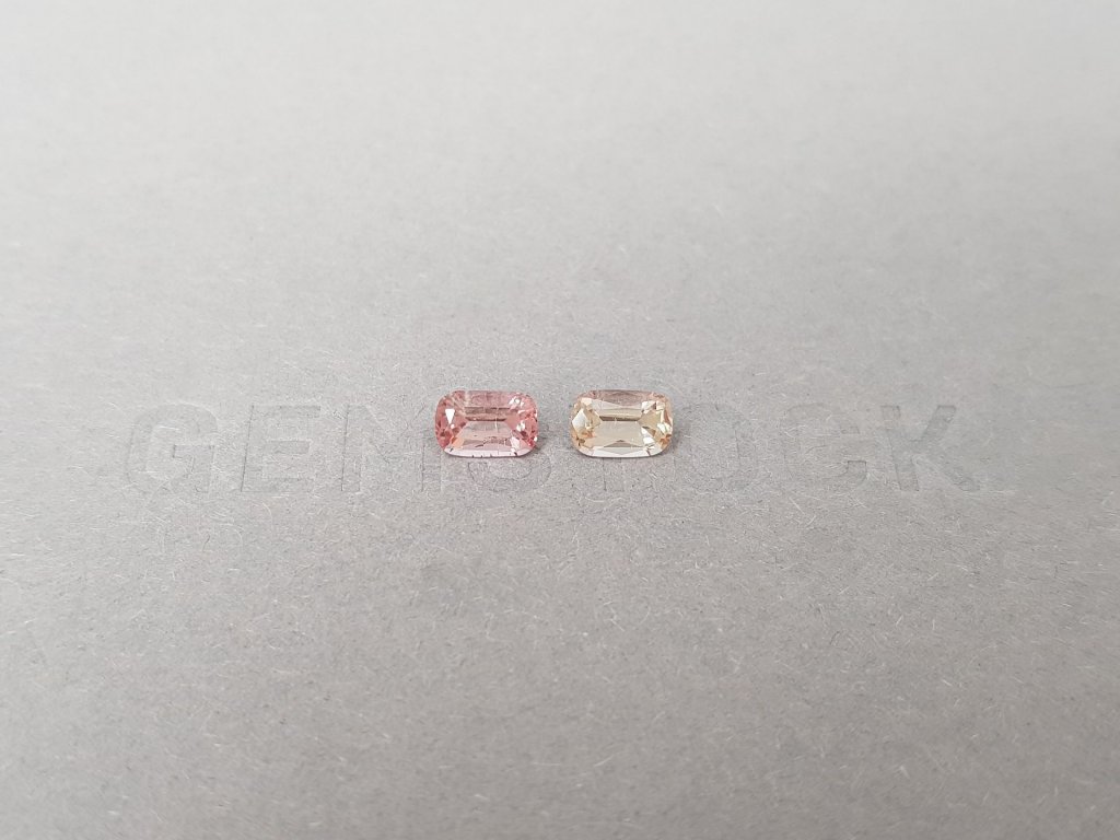 Bright pair of pink and yellow tourmalines 0.97 carats Image №1