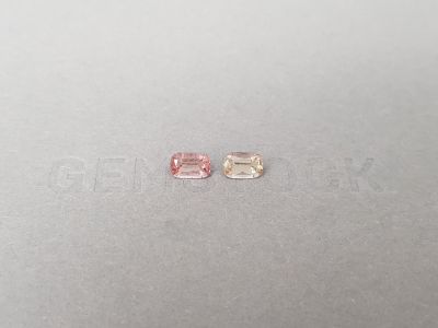 Bright pair of pink and yellow tourmalines 0.97 carats photo