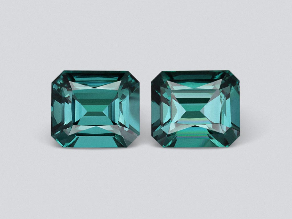 Pair of asscher-cut indigolite tourmalines 3.68 carats Image №1