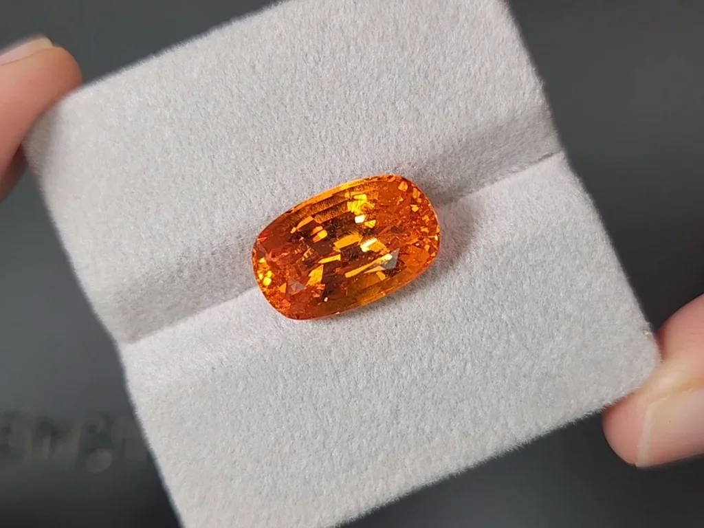 Fanta color spessartite garnet in cushion cut 11.24 Carats Image №4