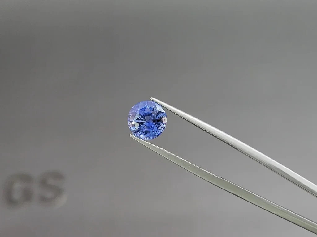 Saphir bleu rond non chauffé de 3,26 carats, Sri Lanka Image №3