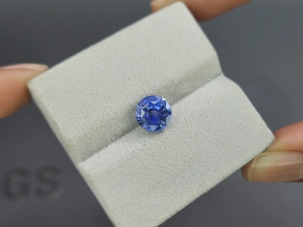 Saphir bleu rond non chauffé de 3,26 carats, Sri Lanka Image №4