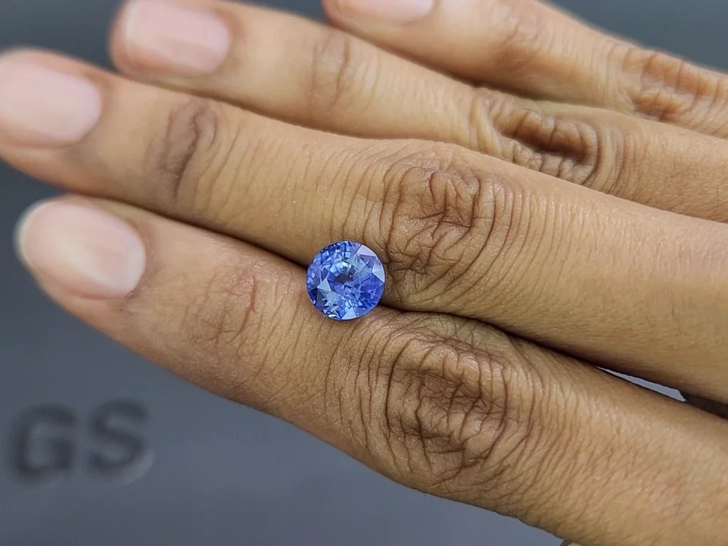 Saphir bleu rond non chauffé de 3,26 carats, Sri Lanka Image №2