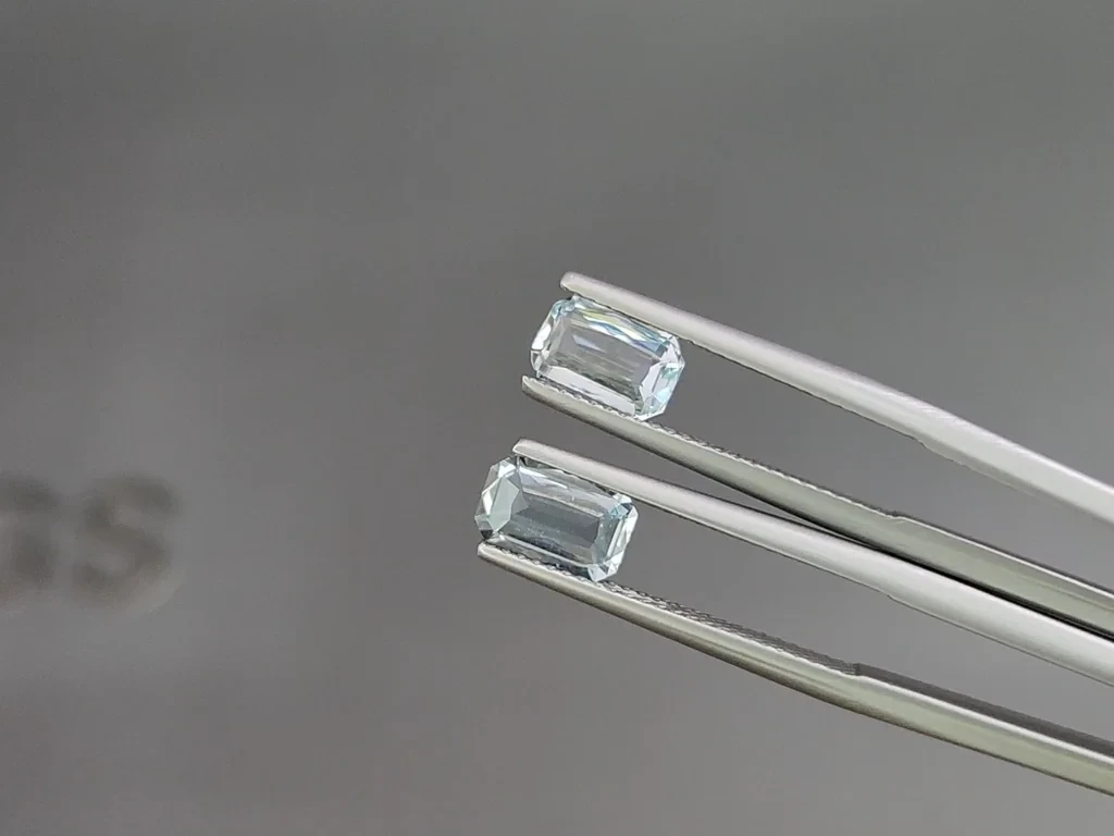 Satz achteckig geschliffener aquamarine 3,24 karat, Madagaskar Image №4